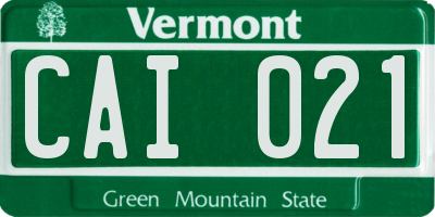 VT license plate CAI021