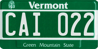 VT license plate CAI022