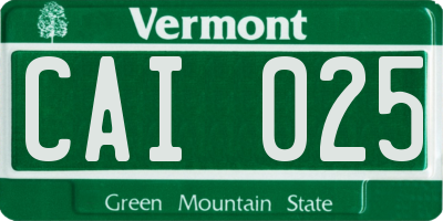 VT license plate CAI025