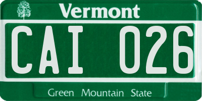 VT license plate CAI026