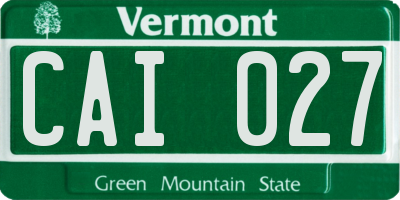 VT license plate CAI027