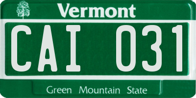 VT license plate CAI031