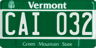 VT license plate CAI032