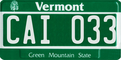 VT license plate CAI033