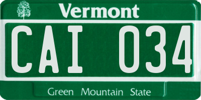VT license plate CAI034