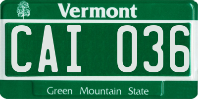 VT license plate CAI036
