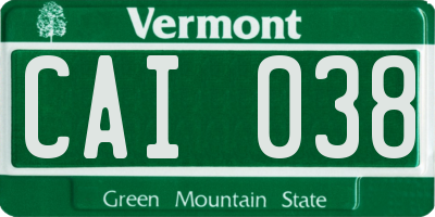 VT license plate CAI038