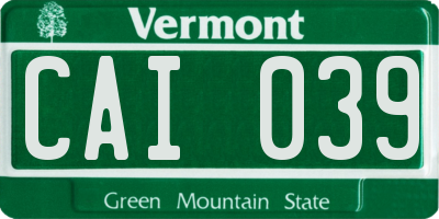 VT license plate CAI039
