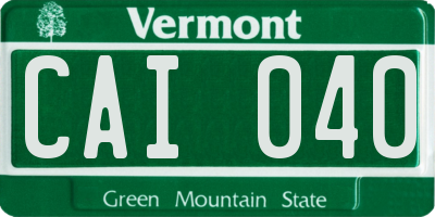 VT license plate CAI040