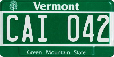 VT license plate CAI042