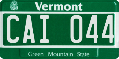 VT license plate CAI044