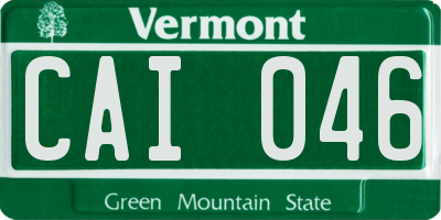 VT license plate CAI046