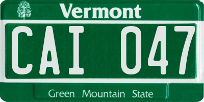 VT license plate CAI047