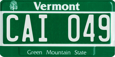 VT license plate CAI049
