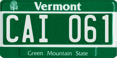 VT license plate CAI061