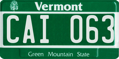 VT license plate CAI063