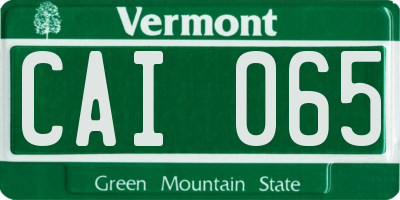 VT license plate CAI065
