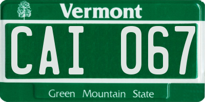VT license plate CAI067