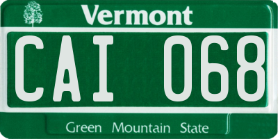 VT license plate CAI068