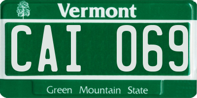 VT license plate CAI069
