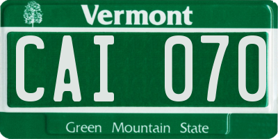 VT license plate CAI070