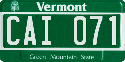 VT license plate CAI071