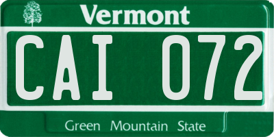 VT license plate CAI072