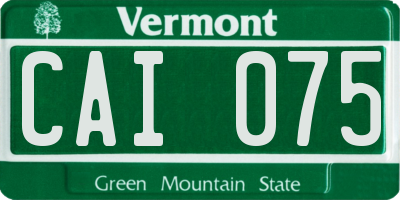 VT license plate CAI075