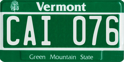VT license plate CAI076