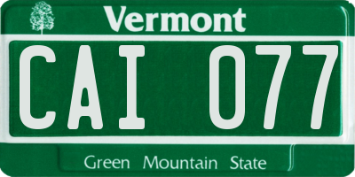 VT license plate CAI077