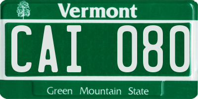 VT license plate CAI080