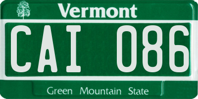 VT license plate CAI086