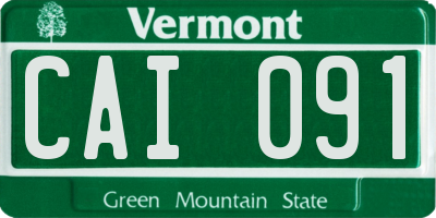 VT license plate CAI091