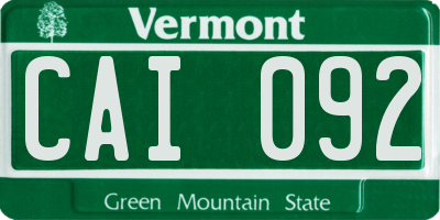 VT license plate CAI092