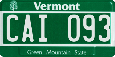 VT license plate CAI093