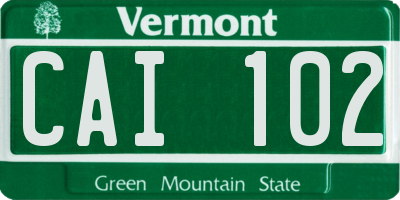 VT license plate CAI102