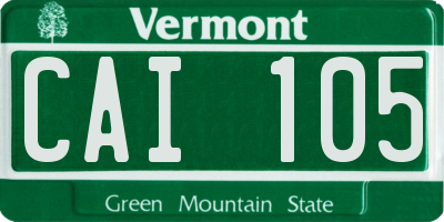 VT license plate CAI105