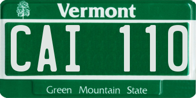 VT license plate CAI110