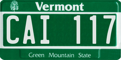 VT license plate CAI117