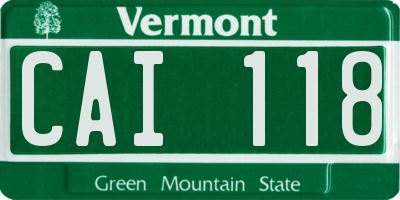 VT license plate CAI118