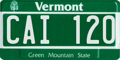 VT license plate CAI120