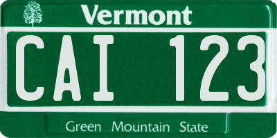 VT license plate CAI123
