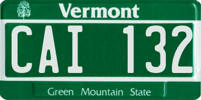 VT license plate CAI132