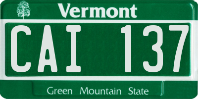 VT license plate CAI137
