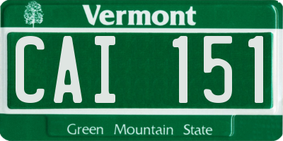 VT license plate CAI151