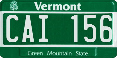 VT license plate CAI156