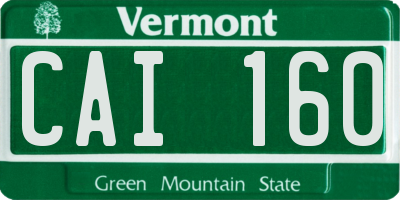 VT license plate CAI160