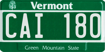 VT license plate CAI180