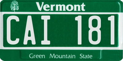 VT license plate CAI181