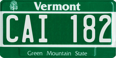 VT license plate CAI182